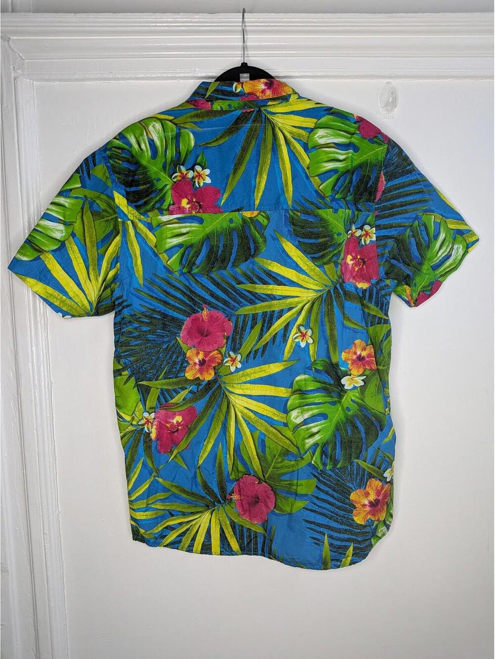 Empyre Shirt Mens Large Blue Hawaiian Tropical Floral Button Front Short Sleeve - Picture 5 of 10